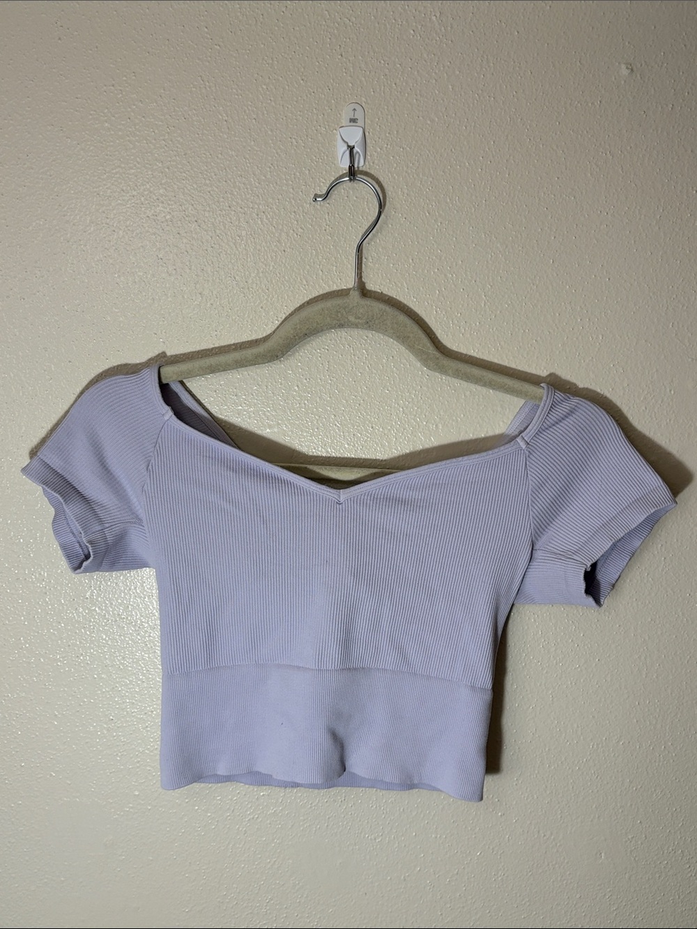 Nikibiki Light Lavender Ribbed Off-Shoulder Crop Top